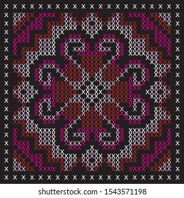 Art of Thailand hmong group handmade pattern and textures zigzag and curve line.