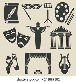 art theater icons set - vector illustration. eps 8