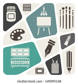 Art theme icons set