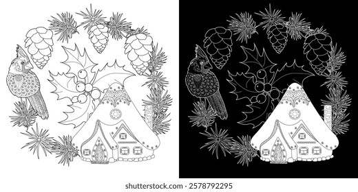 Art therapy coloring page for adults and children.The print is a whimsical design featuring a hand-drawn house . Ideal for those who want to feel more connected to nature.
