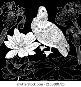 Art Therapy Coloring Page Birds Hand Stock Vector (Royalty Free ...