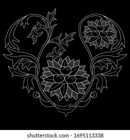 Art therapy coloring page. Coloring Book for adults. Colouring pictures with flowers. Antistress freehand sketch drawing with doodle and zentangle elements.