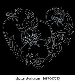 Art therapy coloring page. Coloring Book for adults. Colouring pictures with flowers. Antistress freehand sketch drawing with doodle and zentangle elements.