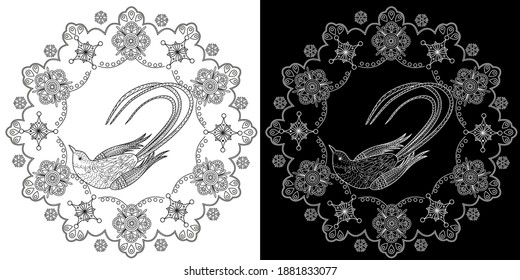 Art therapy coloring page. Coloring Book for adults and children. Christmas Tree Ornament. Art therapy coloring page. Antistress freehand sketch drawing with doodle and zentangle elements.