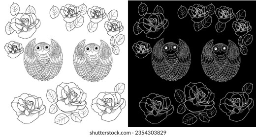 Art therapy coloring page. Coloring book antistress for children and adults. Birds and flowers hand drawn in vintage style . Ideal for those who want to feel more connected to nature.
