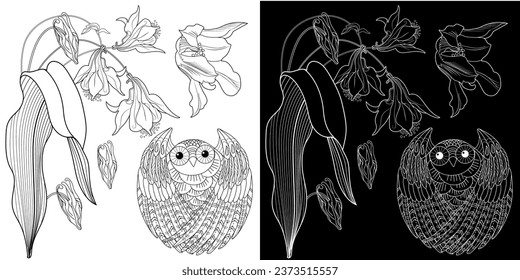 Art therapy coloring page. Coloring book antistress for children and adults. Birds and flowers hand drawn in vintage style . Ideal for those who want to feel more connected to nature.
