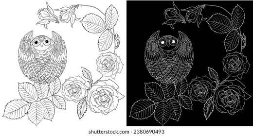 Art therapy coloring page. Coloring book antistress for children and adults. Birds and flowers hand drawn in vintage style . Ideal for those who want to feel more connected to nature.
