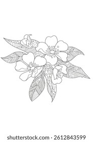 Art therapy coloring page. Coloring book antistress for children and adults. Flowers hand drawn in vintage style . Ideal for those who want to feel more connected to nature.
