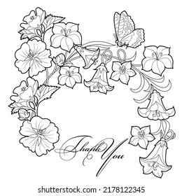 Página de coloreo de la terapia artística. Imagen lineal de flores. Las imágenes son perfectas para crear tarjetas, etiquetas, fondos de pantalla y otros proyectos.