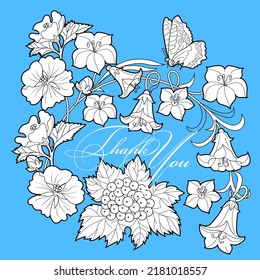 Art therapy coloring page. Linear image of flowers. The pictures are perfect for creating cards, stickers, wallpapers and other projects.
