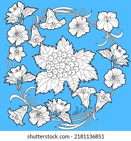 Art therapy coloring page. Linear image of flowers. The pictures are perfect for creating cards, stickers, wallpapers and other projects.
