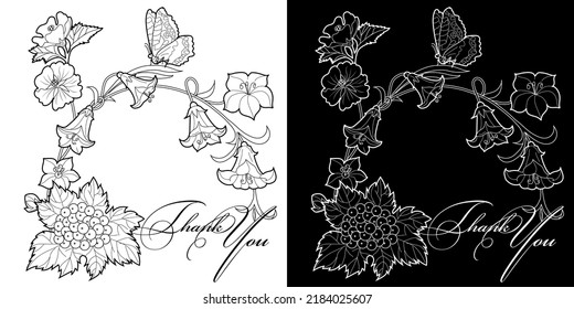 Art therapy coloring page. Linear image of flowers. The pictures are perfect for creating cards, stickers, wallpapers and other projects.
