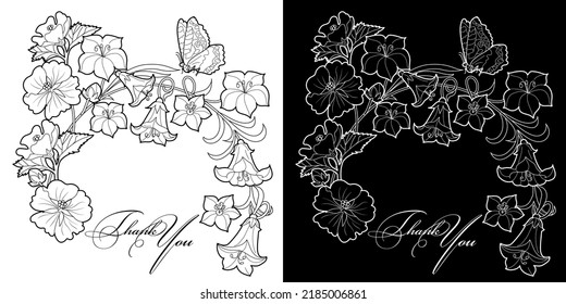 Art therapy coloring page. Linear image of flowers. The pictures are perfect for creating cards, stickers, wallpapers and other projects.
