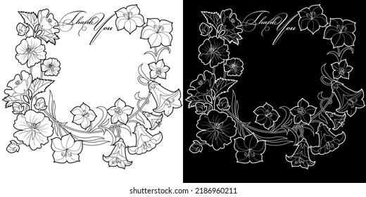 Art therapy coloring page. Linear image of flowers. The pictures are perfect for creating cards, stickers, wallpapers and other projects.