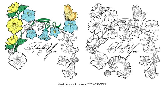 Página de coloreo de la terapia artística. Imagen lineal de flores. Las imágenes son perfectas para crear tarjetas, etiquetas, fondos de pantalla y otros proyectos.
