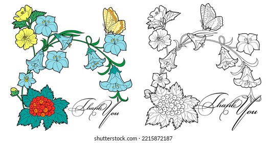 Art therapy coloring page. Linear image of flowers. The pictures are perfect for creating cards, stickers, wallpapers and other projects.
