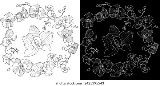 Art therapy coloring page. Linear image of flowers. The pictures are perfect for creating cards, stickers, wallpapers and other projects.
