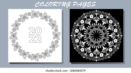Art therapy coloring page. Outline Mandala. Decorative round ornament. Anti-stress therapy scheme. Weaving design element