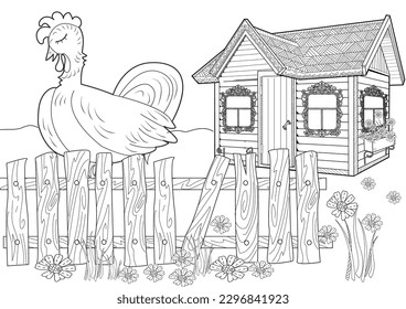 Art therapy. Page for coloring. Fairy tale Bremen Town Musicians.