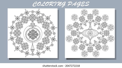 Art therapy style christmas coloring book. Holiday christmas stickers. Cute Christmas background for wallpaper, gift paper, pattern fills, textile, greetings cards.
