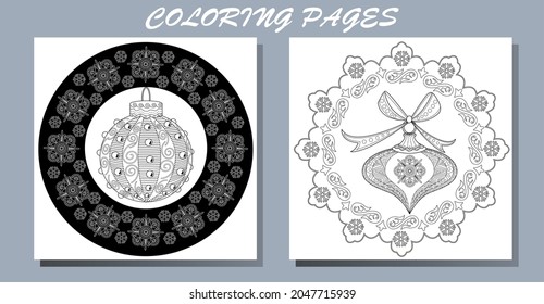 Art therapy style christmas coloring book. Holiday christmas stickers. Cute Christmas background for wallpaper, gift paper, pattern fills, textile, greetings cards.