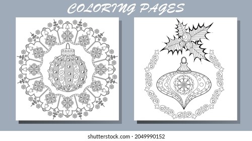 Art therapy style christmas coloring book. Holiday christmas stickers. Cute Christmas background for wallpaper, gift paper, pattern fills, textile, greetings cards.