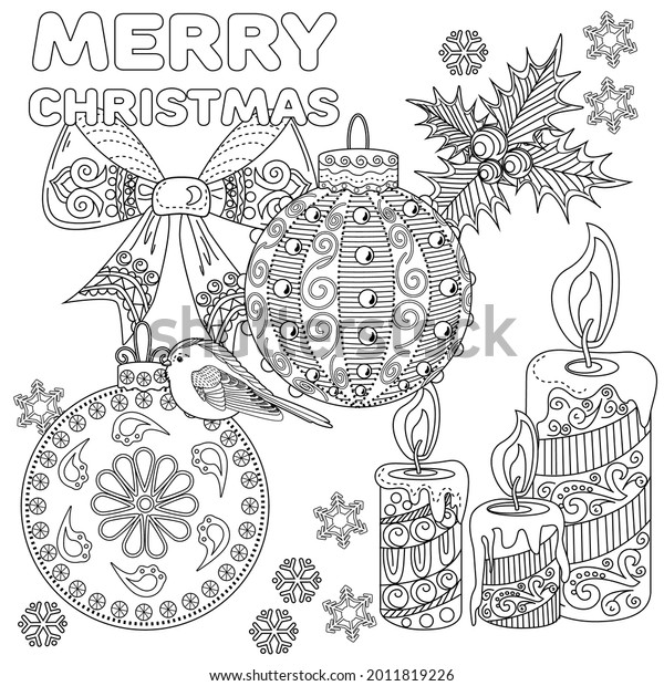 Art Therapy Style Christmas Coloring Book Stock Vector (Royalty Free ...