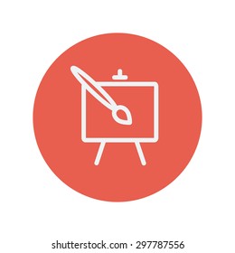 Art thin line icon for web and mobile minimalistic flat design. Vector white icon inside the red circle.