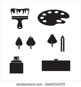 art tool icons collection painting equipment drawing tool