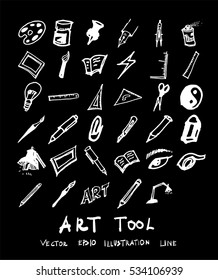 art tools doodle set chalkboard