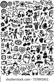 art tools - doodle set , hand drawn vector design elements