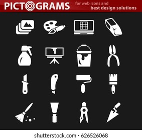 Art tools easy flat web icons for user interface design