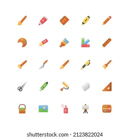 Art tools gradient style icon set- Vector 25 art and design icon, 