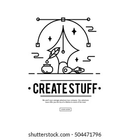 Art tools and materials for painting logo