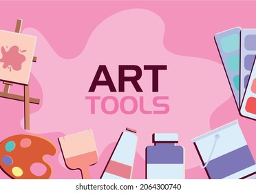 art tools poster over pink