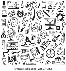 art tools , art school - doodles set