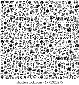 art tools seamless pattern graphic icons