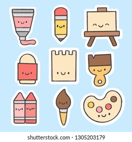 Art tools sticker hand drawn cartoon collection