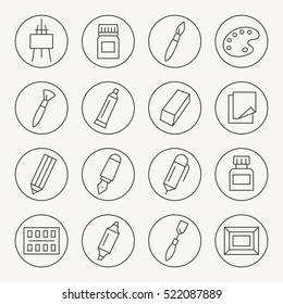 Art Tools Thin Line Icon Set