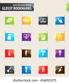 Art tools vector glossy bookmarks for your design
