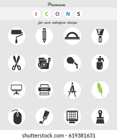 art tools vector icons for user interface design