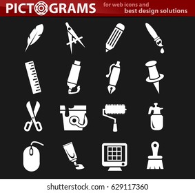 art tools vector icons for user interface design