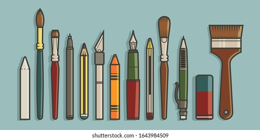 Art tools vector set. Vector premium