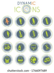 art tools web icons with dynamic lines for animation for user interface design