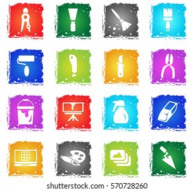 art tools web icons in grunge style for user interface design