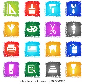 art tools web icons in grunge style for user interface design