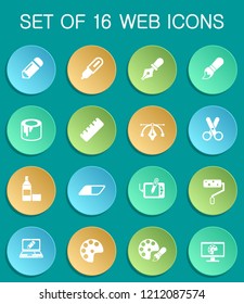 art tools web icons on colorful round buttons