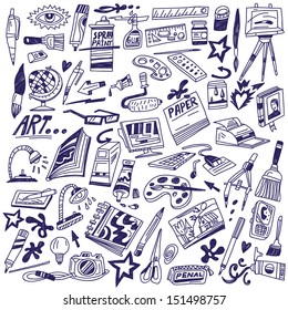 art tools,drawing doodles set - vector