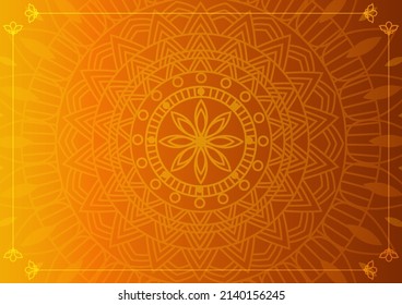 Art of traditional Indian geometric. Luxury mandala graphic background. Earth tone ornamental on shadow transparency. Decorative pattern east style. Vector illustration with copy space.