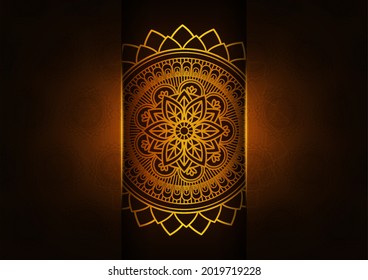 Art of traditional indian geometric. Mandala graphic background. Red and gold on shadow transperency.
Ornament vector illustration with copy space concept.